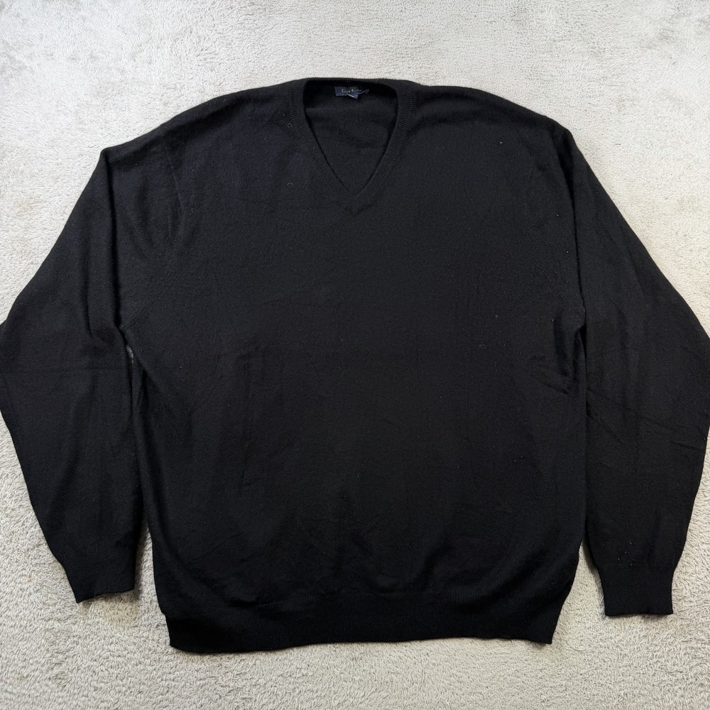 Club Room Sweater Mens 2XL Black 100% Cashmere Crewneck Pullover Soft